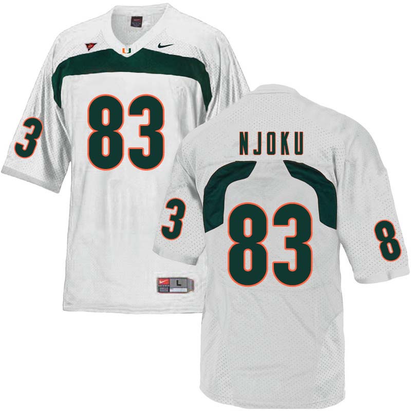 Nike Miami Hurricanes #83 Evidence Njoku College Football Jerseys Sale-White